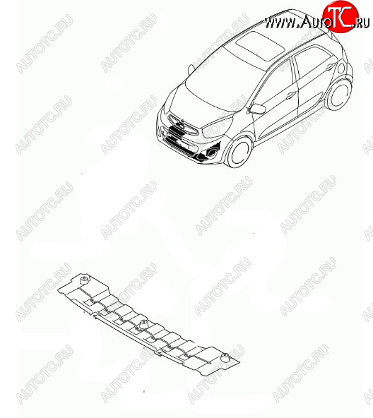 989 р. Пыльник переднего бампера HYUNDAI/KIA/MOBIS KIA Picanto 2 TA хэтчбэк 3 дв. дорестайлинг (2011-2015)  с доставкой в г. Пермь