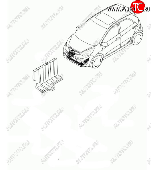 1 849 р. Правый защита двигателя (пыльник) HYUNDAI/KIA/MOBIS KIA Picanto 2 TA хэтчбэк 3 дв. дорестайлинг (2011-2015)  с доставкой в г. Пермь