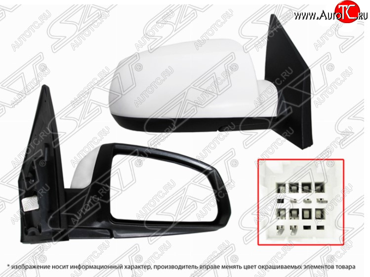 2 999 р. Правое зеркало заднего вида SAT (регулировка, обогрев, 5 контактов) KIA Rio 2 JB дорестайлинг, хэтчбэк 5 дв. (2005-2009) (Неокрашенное)  с доставкой в г. Пермь
