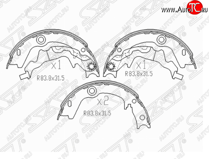 1 479 р. Колодки ручного тормоза SAT KIA Rio 2 JB дорестайлинг седан (2005-2009)  с доставкой в г. Пермь