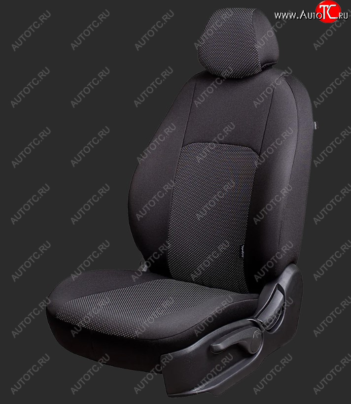 5 799 р. Чехлы для сидений Lord Autofashion Дублин (жаккард, спинка 60/40, 3 Г-образных подголовника) KIA Rio 2 JB дорестайлинг седан (2005-2009) (Черный, вставка Ёж Белый)  с доставкой в г. Пермь