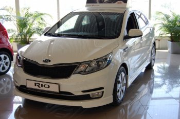 6 699 р. Накладка переднего бампера LitCompany KIA Rio 3 QB рестайлинг седан (2015-2017) (Неокрашенная)  с доставкой в г. Пермь. Увеличить фотографию 2