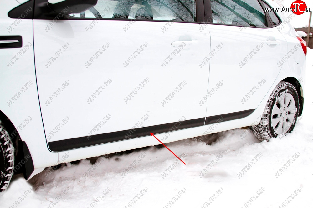 1 159 р. Молдинг двери RA (вариант 1, передний левый)  KIA Rio  3 QB (2011-2017) дорестайлинг седан, хэтчбек 5 дв. дорестайлинг, рестайлинг седан, хэтчбек 5 дв. рестайлинг (Поверхность шагрень)  с доставкой в г. Пермь
