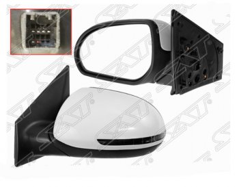 Левое зеркало заднего вида SAT (обогрев, поворот, 6 контактов) KIA Rio 3 QB хэтчбек 5 дв. рестайлинг (2015-2017)