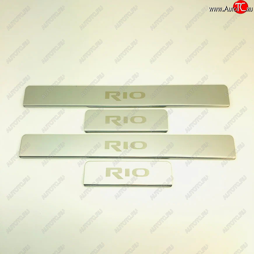 2 179 р. Накладки порожков салона INOX KIA Rio 3 QB рестайлинг седан (2015-2017) (Нержавеющая сталь)  с доставкой в г. Пермь