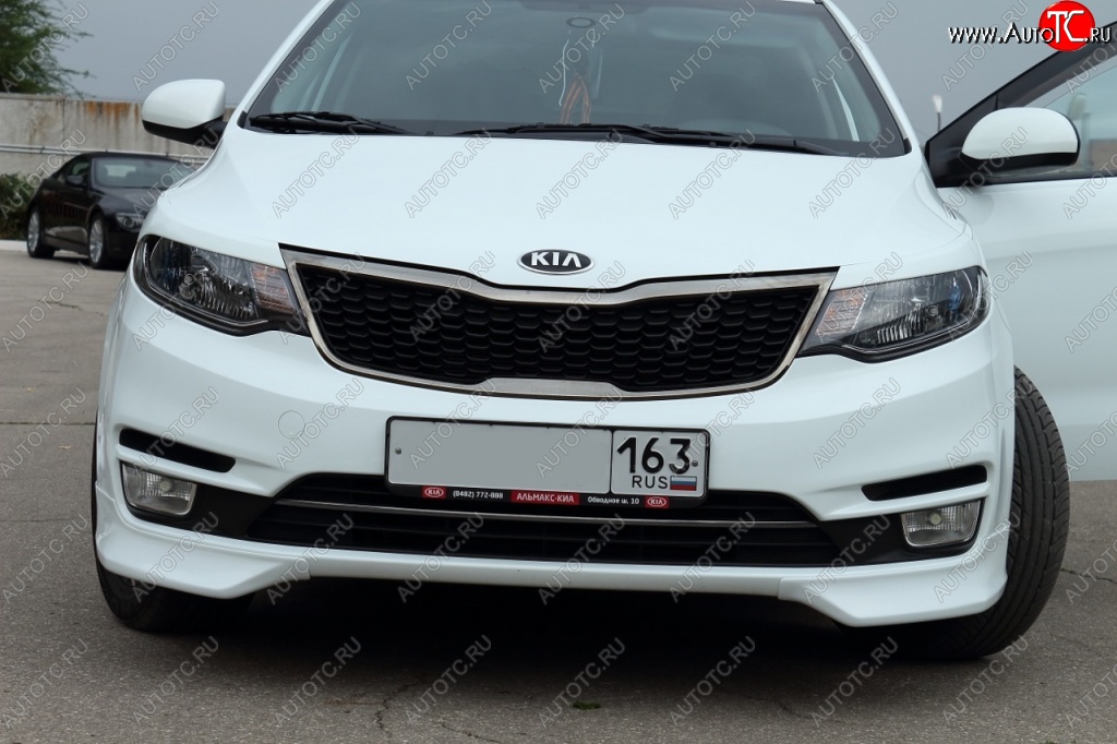 3 799 р. Накладки на передний бампер (рестайлинг) BS KIA Rio 3 QB рестайлинг седан (2015-2017) (Неокрашенная)  с доставкой в г. Пермь