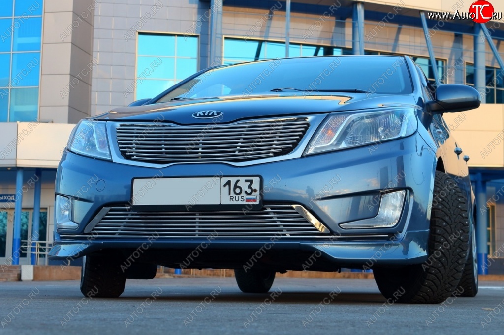 3 799 р. Накладки на передний бампер BS KIA Rio 3 QB дорестайлинг седан (2011-2015) (Неокрашенная)  с доставкой в г. Пермь