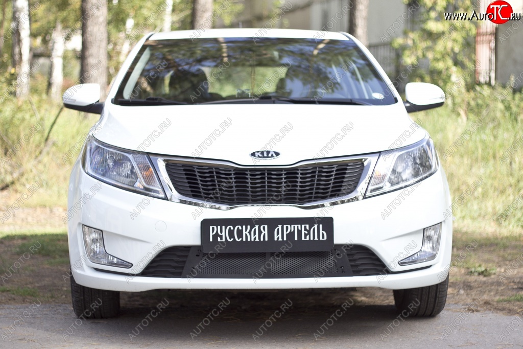 1 799 р. Защитная сетка решетки переднего бампера РА KIA Rio 3 QB хэтчбек 5 дв. дорестайлинг (2011-2015)  с доставкой в г. Пермь