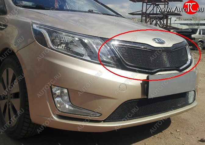 1 539 р. Сетка в решетку радиатора (к-я Premium) Russtal KIA Rio 3 QB хэтчбек 5 дв. дорестайлинг (2011-2015) (черная)  с доставкой в г. Пермь