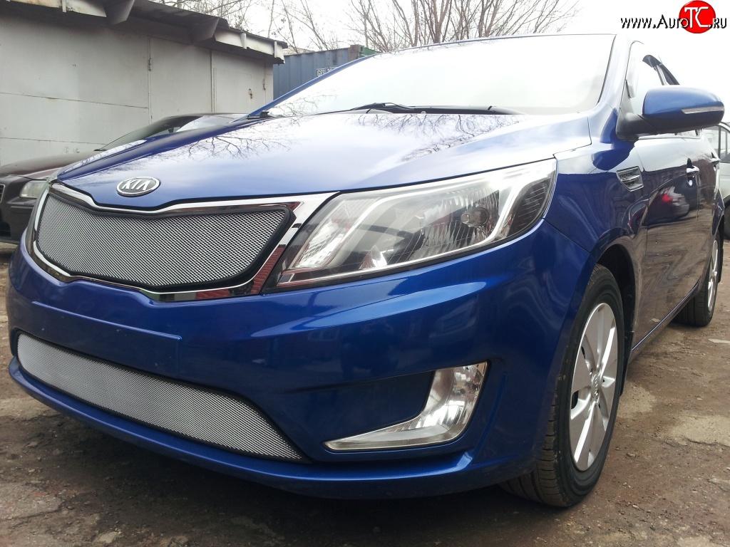 1 539 р. Нижняя сетка на бампер Russtal (хром) KIA Rio 3 QB хэтчбек 5 дв. дорестайлинг (2011-2015)  с доставкой в г. Пермь