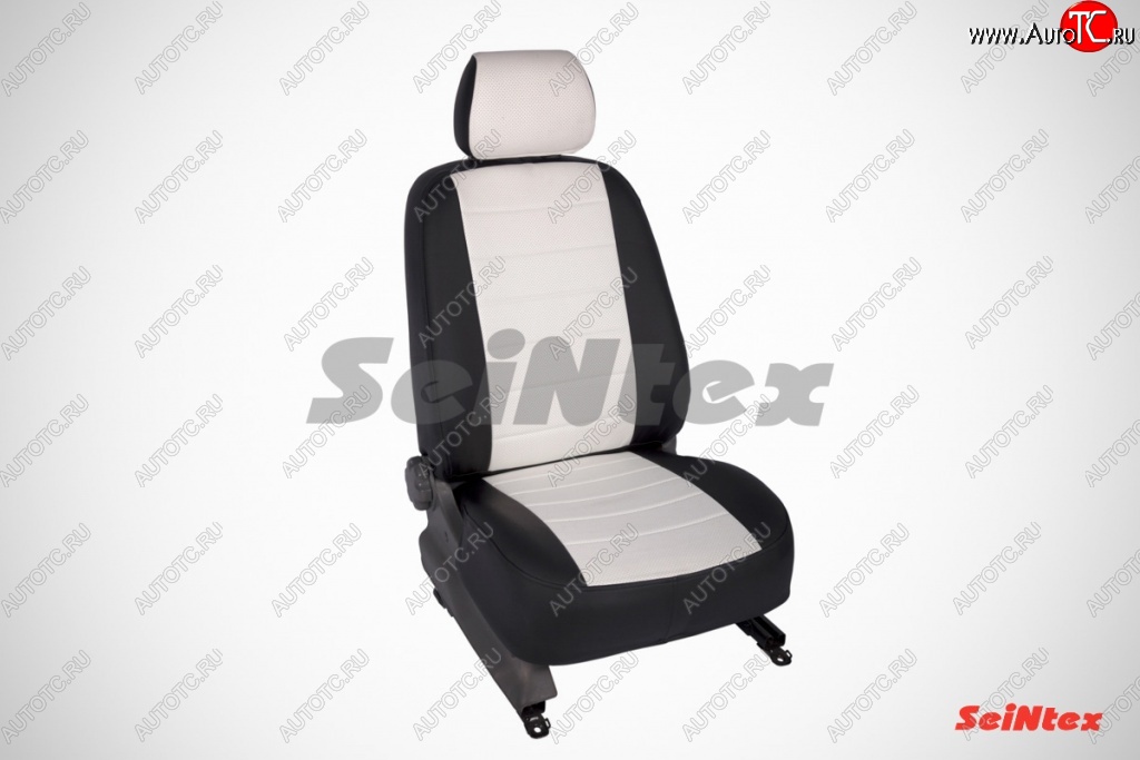 5 999 р. Чехлы для сидений SeiNtex (экокожа, белый цвет, 4 подголовника)  KIA Rio  3 QB (2011-2017) хэтчбек 5 дв. дорестайлинг, хэтчбек 5 дв. рестайлинг  с доставкой в г. Пермь