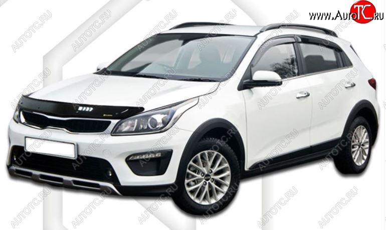 1 999 р. Дефлектор капота CA-Plastic  KIA Rio  X-line (2017-2021) (Classic черный, Без надписи)  с доставкой в г. Пермь