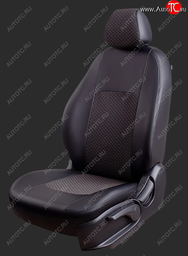 5 399 р. Чехлы для сидений Lord Autofashion Турин (экокожа/жаккард, спинка 60/40, 3 Г-образных подголовника) KIA Rio 4 FB дорестайлинг седан (2016-2020) (Черный, вставка жаккард Чёрный Мокка)  с доставкой в г. Пермь