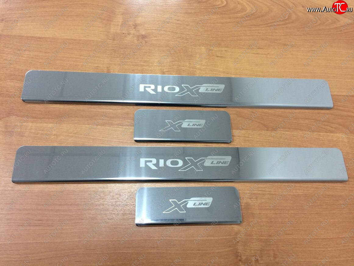 2 179 р. Накладки порожков салона INOX KIA Rio X-line (2017-2021) (Нержавеющая сталь)  с доставкой в г. Пермь