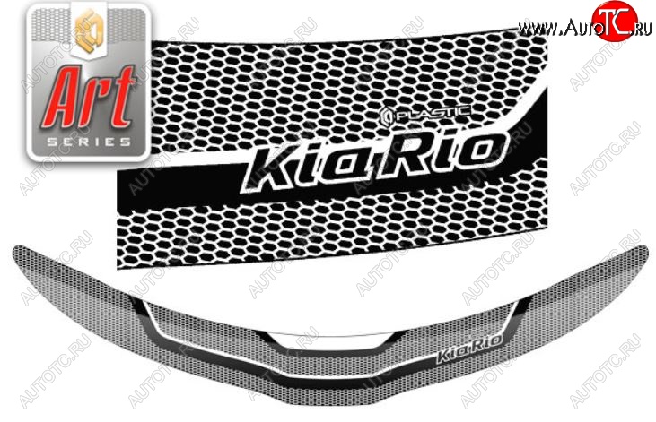 2 199 р. Дефлектор капота CA-Plastiс  KIA Rio  3 QB (2011-2015) дорестайлингхэтчбек5дв. (серия Art черная)  с доставкой в г. Пермь