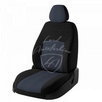 Чехлы для сидений Lord Autofashion Дублин (жаккард) KIA Rio 3 QB дорестайлингхэтчбек5дв. (2011-2015) (Черный, вставка Ёж Синий)