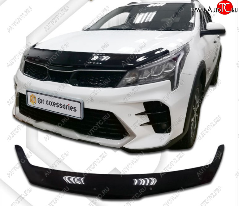 2 099 р. Дефлектор капота на CA-Plastic KIA Rio X рестайлинг (2020-2025) (Classic черный, Без надписи)  с доставкой в г. Пермь