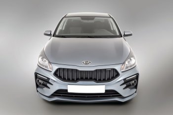 18 199 р. Передний бампер Kudos Original KIA Rio 4 FB дорестайлинг седан (2016-2020) (Под прямоугольные ДХО с ПТФ, Неокрашенный)  с доставкой в г. Пермь. Увеличить фотографию 2