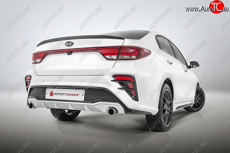 17 699 р. Задний бампер Kudos  KIA Rio  4 FB (2016-2020) дорестайлинг седан (Под парктроник и раздвоенный глушитель, Неокрашенный)  с доставкой в г. Пермь