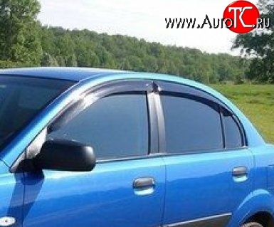 949 р. Комплект дефлекторов окон (ветровиков) 4 шт. Russtal KIA Rio 2 JB дорестайлинг седан (2005-2009)  с доставкой в г. Пермь