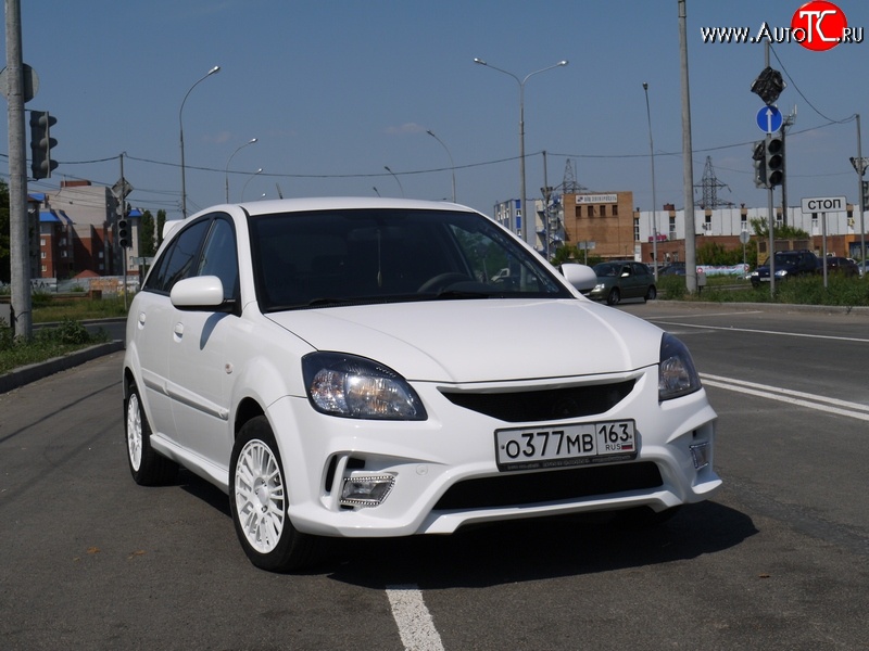 10 999 р. Передний бампер Vita Dm KIA Rio 2 JB дорестайлинг, хэтчбэк 5 дв. (2005-2009) (Без сетки, Неокрашенный)  с доставкой в г. Пермь