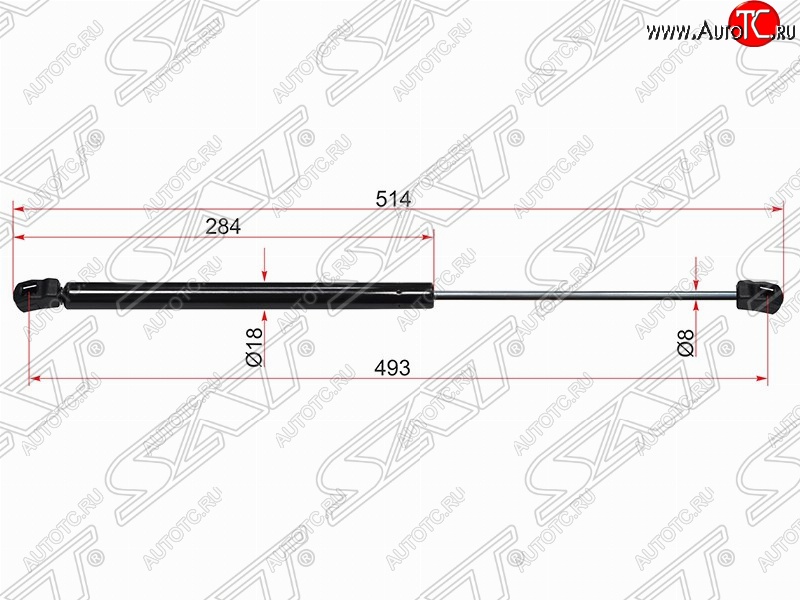 759 р. Газовый упор крышки багажника SAT KIA Rio 2 JB дорестайлинг, хэтчбэк 5 дв. (2005-2009)  с доставкой в г. Пермь