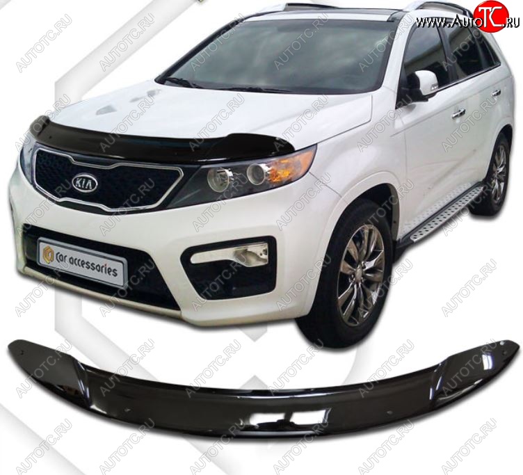 2 079 р. Дефлектор капота CA-Plastiс  KIA Sorento  XM (2009-2012) дорестайлинг (серия Classic черный, Без надписи)  с доставкой в г. Пермь