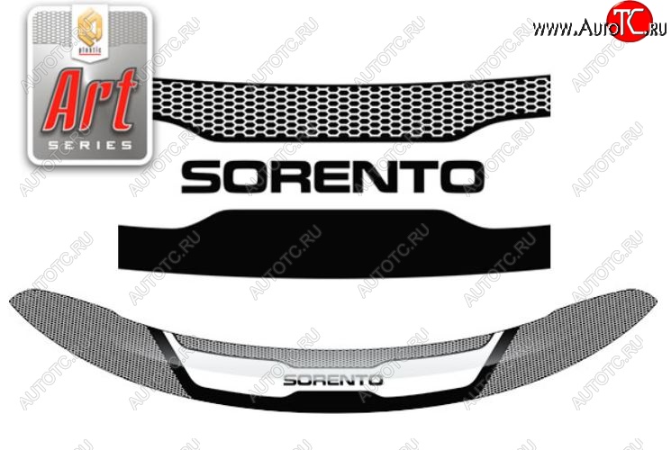 2 299 р. Дефлектор капота CA-Plastiс  KIA Sorento  XM (2009-2012) дорестайлинг (серия Art графит)  с доставкой в г. Пермь