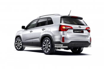 25 999 р. Порожки для ног из трубы Ø51 с алюминиевой площадкой Petroil Tuning.  KIA Sorento  XM (2012-2015) рестайлинг (Нержавеющая полированная сталь)  с доставкой в г. Пермь. Увеличить фотографию 2