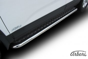 Защита штатных порогов с листом Arbori (нержавейка, алюминий, d57) KIA Sorento XM рестайлинг (2012-2015)
