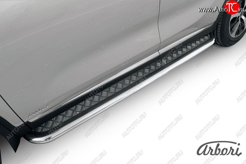 20 519 р. Защита штатных порогов с листом Arbori (нержавейка, алюминий, d57 mm)  KIA Sorento  UM/Prime (2014-2018) дорестайлинг  с доставкой в г. Пермь