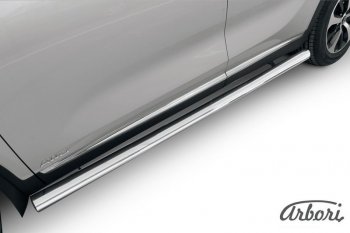 Защита штатных порогов Arbori (нержавейка, d76 mm). KIA Sorento  UM/Prime (2014-2018) дорестайлинг