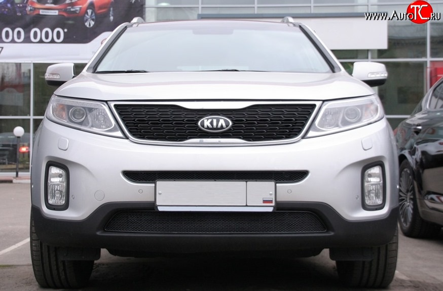 4 599 р. Сетка на бампер Novline  KIA Sorento  XM (2012-2015) рестайлинг  с доставкой в г. Пермь