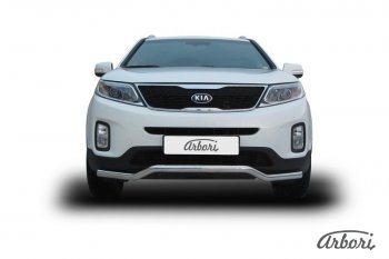 Защита переднего бампера Arbori (волна, нержавейка, 1 труба d57 mm). KIA Sorento  XM (2012-2015) рестайлинг