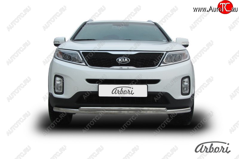 5 499 р. Защита переднего бампера Arbori (нержавейка, 2 трубы d57 и 42 mm) KIA Sorento XM рестайлинг (2012-2015)  с доставкой в г. Пермь