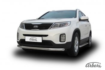 19 349 р. Защита переднего бампера Arbori (нержавейка, 1 труба d76 mm).  KIA Sorento  XM (2012-2015) рестайлинг  с доставкой в г. Пермь. Увеличить фотографию 2