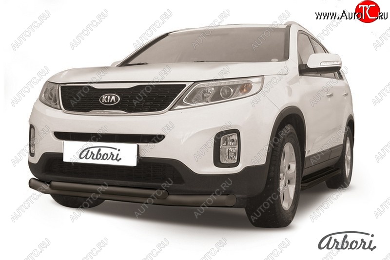 11 069 р. Защита переднего бампера Arbori (черная, 2 трубы d76 и 57 mm) KIA Sorento XM рестайлинг (2012-2015)  с доставкой в г. Пермь