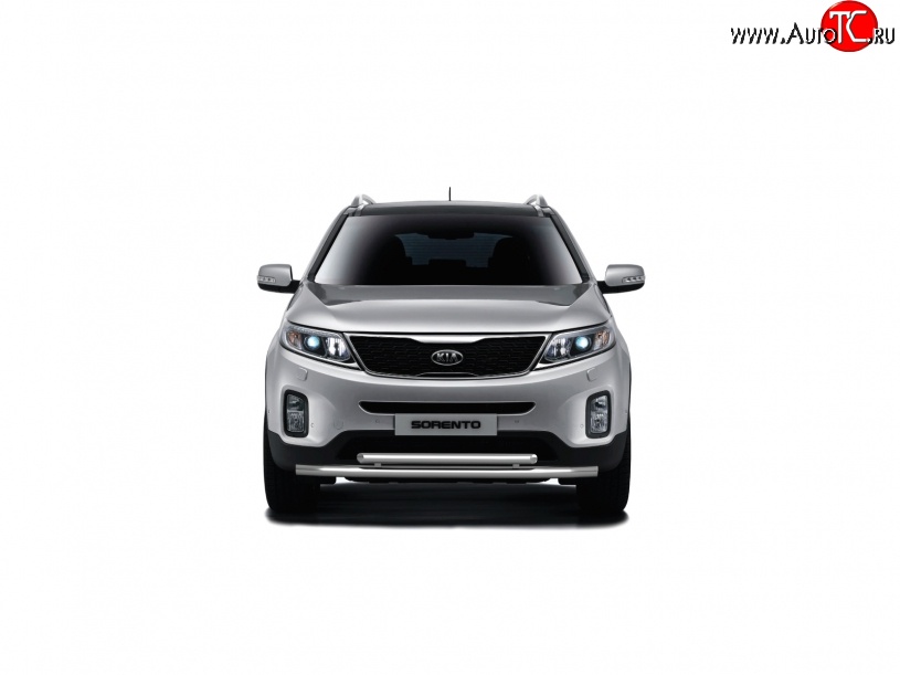 22 139 р. Защита переднего бампера двойная из труб d63/51 мм Petroil Tuning KIA Sorento XM рестайлинг (2012-2015) (Нержавеющая полированная сталь)  с доставкой в г. Пермь
