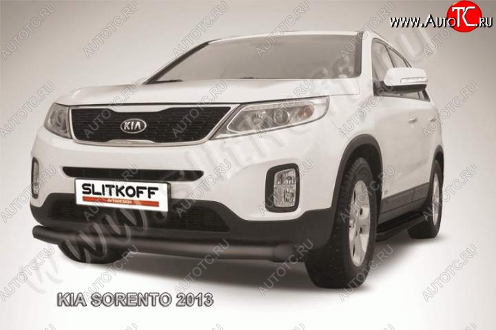 10 649 р. Защита переднего бампера из трубы d76 Slitkoff  KIA Sorento  XM (2012-2015) рестайлинг (Цвет: серебристый)  с доставкой в г. Пермь