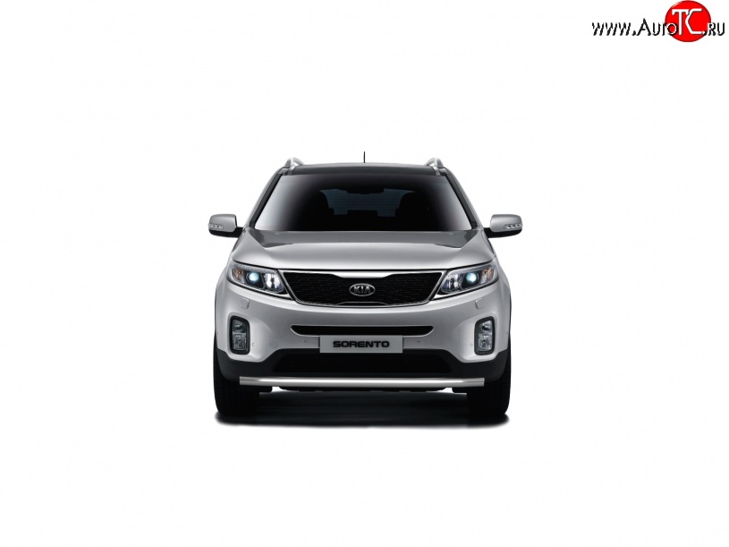 14 789 р. Защита переднего бампера одинарная из трубы d63 мм Petroil Tuning  KIA Sorento  XM (2012-2015) рестайлинг (Нержавеющая полированная сталь)  с доставкой в г. Пермь