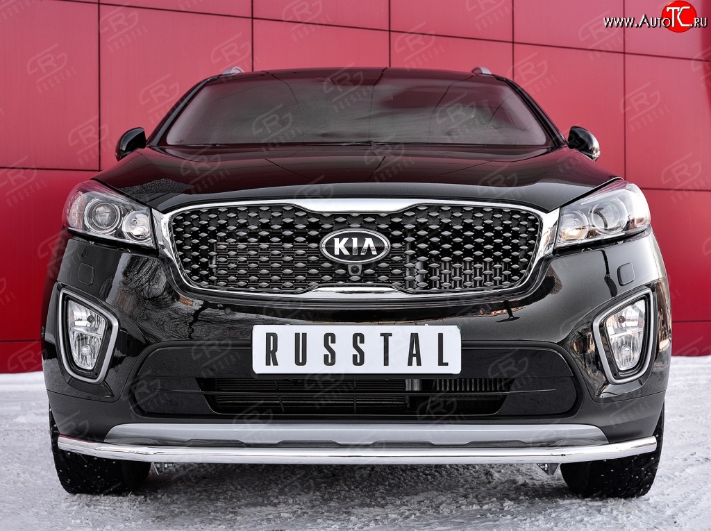 15 299 р. Одинарная защита переднего бампера диаметром 42 мм SLITKOFF KIA Sorento UM/Prime дорестайлинг (2014-2018)  с доставкой в г. Пермь