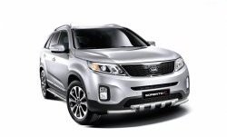 Широкая защита порогов Petroil Tuning KIA Sorento  XM (2012-2015) рестайлинг (Нержавеющая полированная сталь)