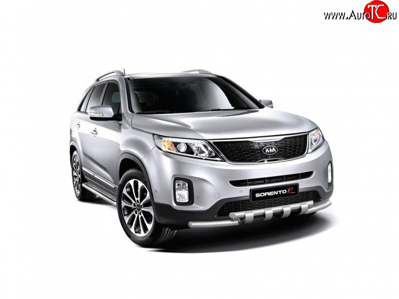 13 499 р. Широкая защита порогов Petroil Tuning  KIA Sorento  XM (2012-2015) рестайлинг (Нержавеющая полированная сталь)  с доставкой в г. Пермь