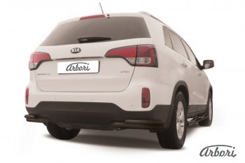 Защита заднего бампера Arbori (радиусная, черная, 1 труба d57 mm). KIA Sorento  XM (2012-2015) рестайлинг