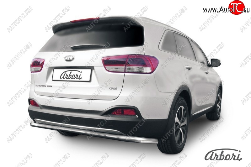 15 299 р. Защита заднего бампера Arbori (длинная, нержавейка, 1 труба d57 mm).  KIA Sorento  UM/Prime (2014-2018) дорестайлинг  с доставкой в г. Пермь