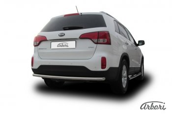 14 849 р. Защита заднего бампера Arbori (радиусная, нержавейка, 1 труба d57 mm).  KIA Sorento  XM (2012-2015) рестайлинг  с доставкой в г. Пермь. Увеличить фотографию 2