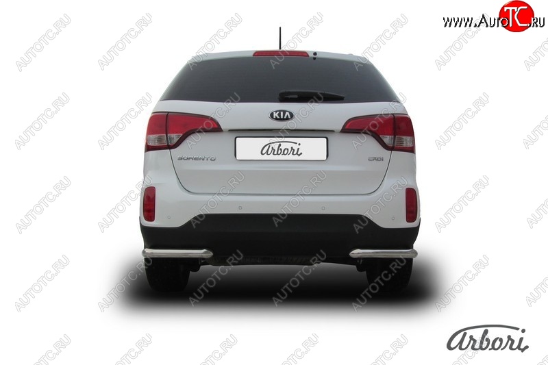 8 549 р. Защита заднего бампера Arbori (уголки, нержавейка, 1 труба d57 mm).  KIA Sorento  XM (2012-2015) рестайлинг  с доставкой в г. Пермь