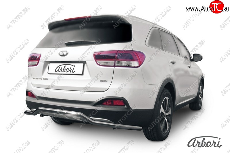 5 299 р. Защита заднего бампера Arbori (волна, нержавейка, 1 труба d57 mm).  KIA Sorento  UM/Prime (2014-2018) дорестайлинг  с доставкой в г. Пермь