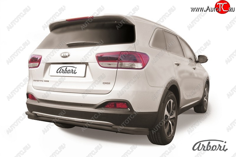 15 599 р. Защита заднего бампера Arbori (черная, 2 трубы d57 и 42 mm).  KIA Sorento  UM/Prime (2014-2018) дорестайлинг  с доставкой в г. Пермь