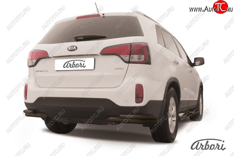 6 749 р. Защита заднего бампера Arbori (радиусная, черная, 1 труба d76 mm).  KIA Sorento  XM (2012-2015) рестайлинг  с доставкой в г. Пермь